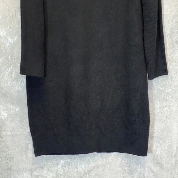 TREASURE & BOND Women's Solid Black Half-Zip Mock Neck Long Sleeve Sweater Dress - Picture 6 of 10
